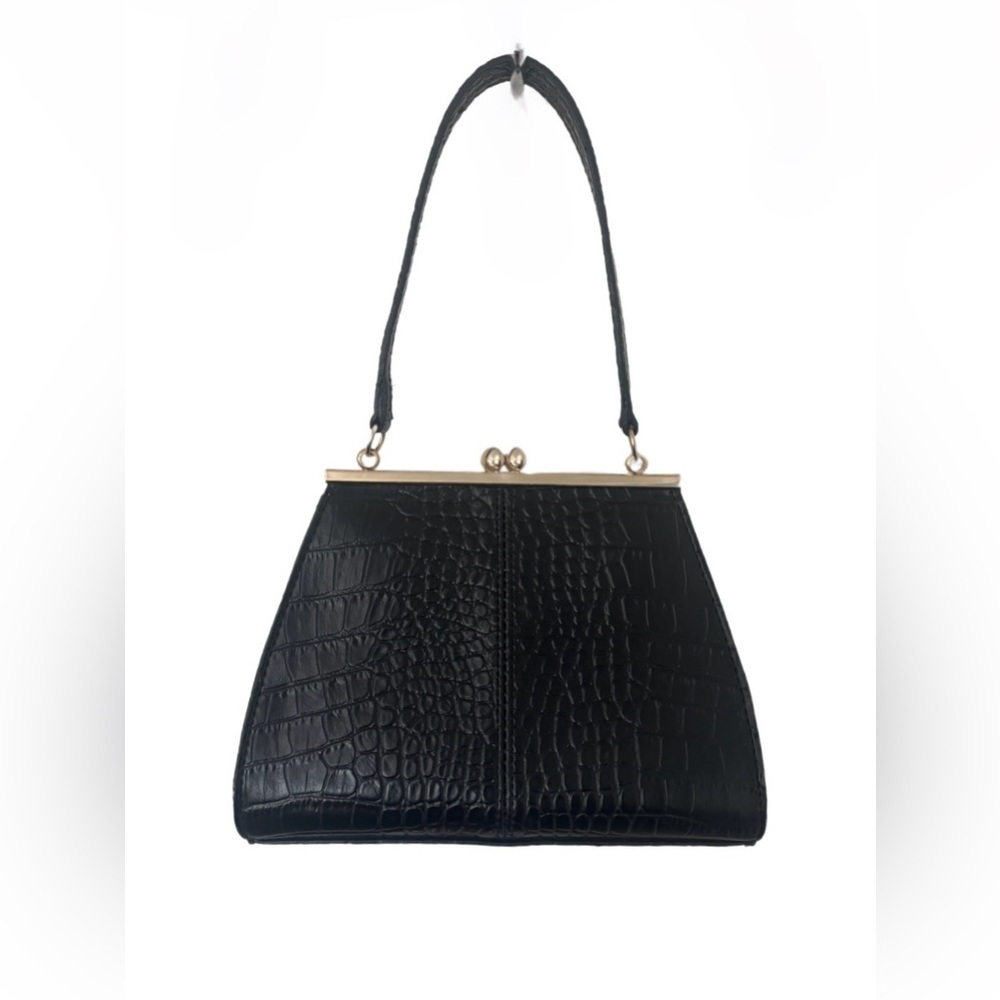VINTAGE Black PURSE - KISSLOCK CLASP